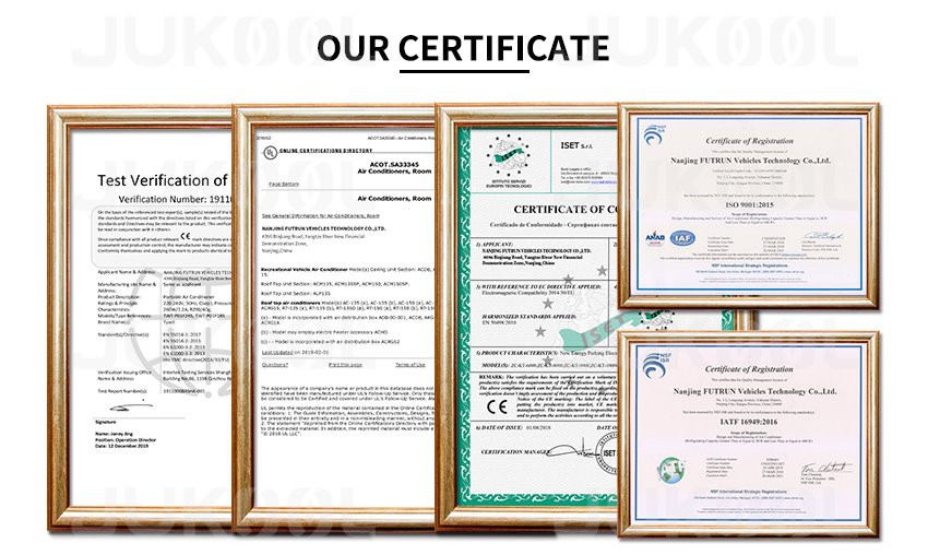 Certificates of self contained ac unit for trucks Certificates of self contained ac unit for trucks